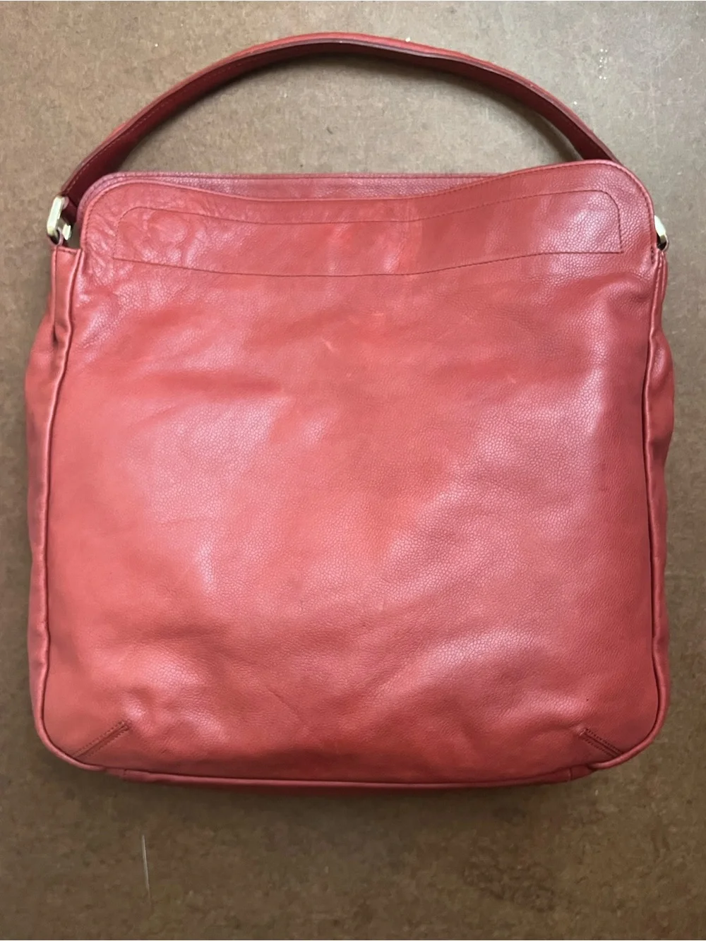Longchamp Gatsby Coral Red Leather Shoulder Bag with Gold Hardware